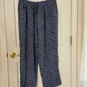 Alfred Dunner Navy Floral Wide Leg Pants